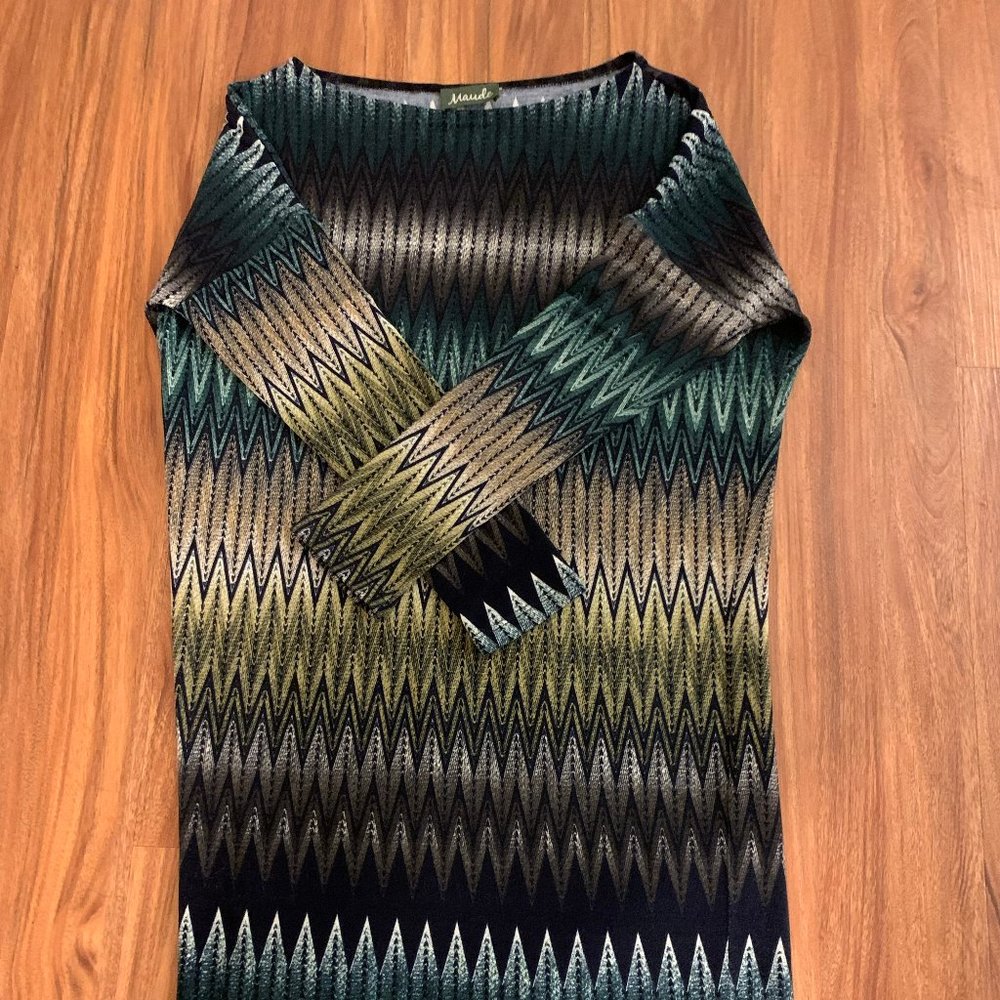 Blue & Green Poly-blend Dress